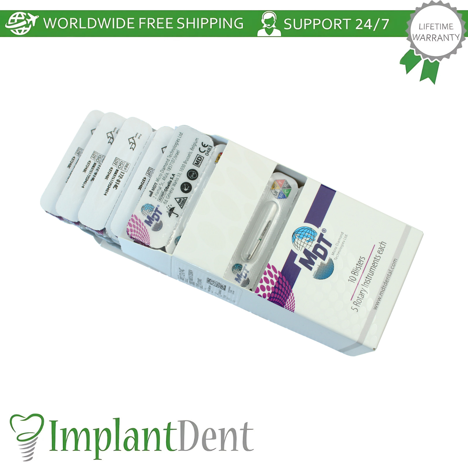 Dental MDT Flat End Taper FG Diamond Burs 172 Crown Preparation Detailed Shaping