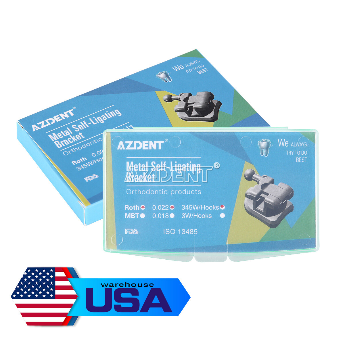 AZDENT Dental Orthodontic Self-Ligating Brackets Braces Mini MBT/ Roth 022