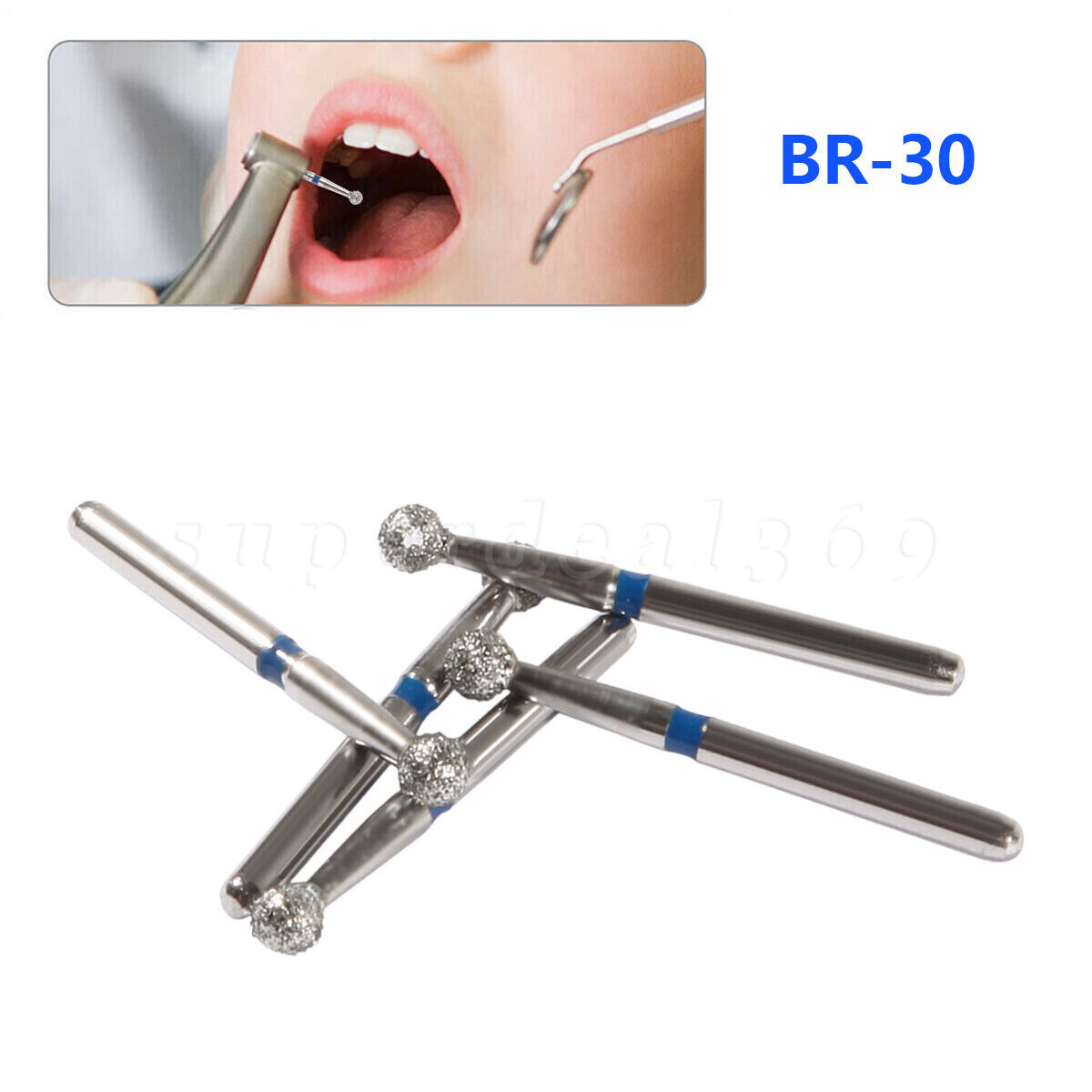 50Pcs Dental Diamond Ball Round Burs FG 1.6mm for High Speed Handpiece BR-30 SA