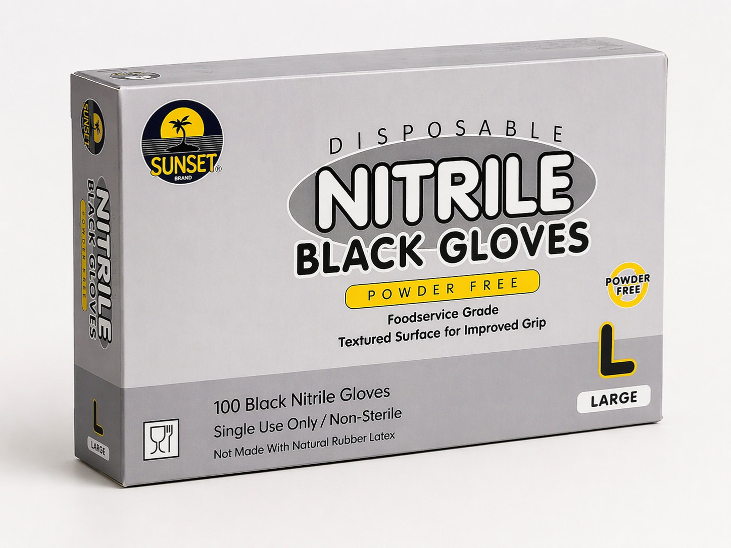 Black Nitrile Gloves Large 100ct Sunset 4Mil Powder Free