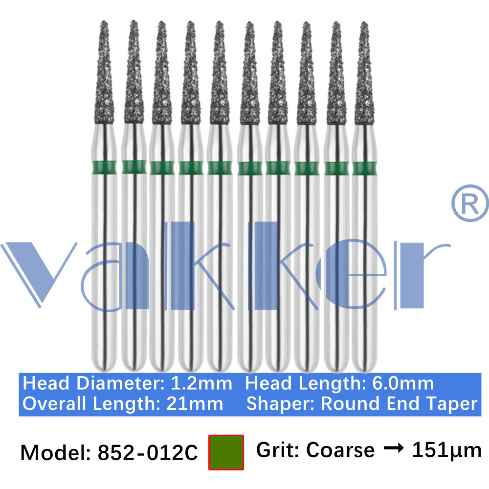 10pc Diamond Bur Shape X-Mas Tree Round End Taper Burs Fine Medium Coarse