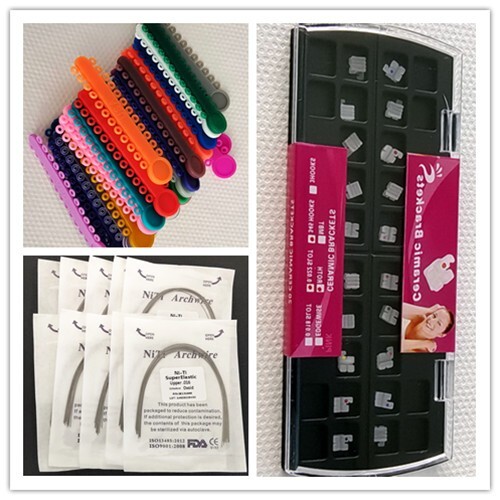 Dental Orthodontic Braces Kit 0.022 Roth Brackets NiTi Arch Wire Ligature Ties