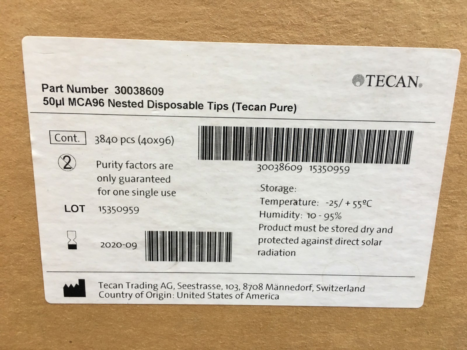 Tecan PN 30038609 Disposable Tips Non Filtered Pure Nested 50µL Case