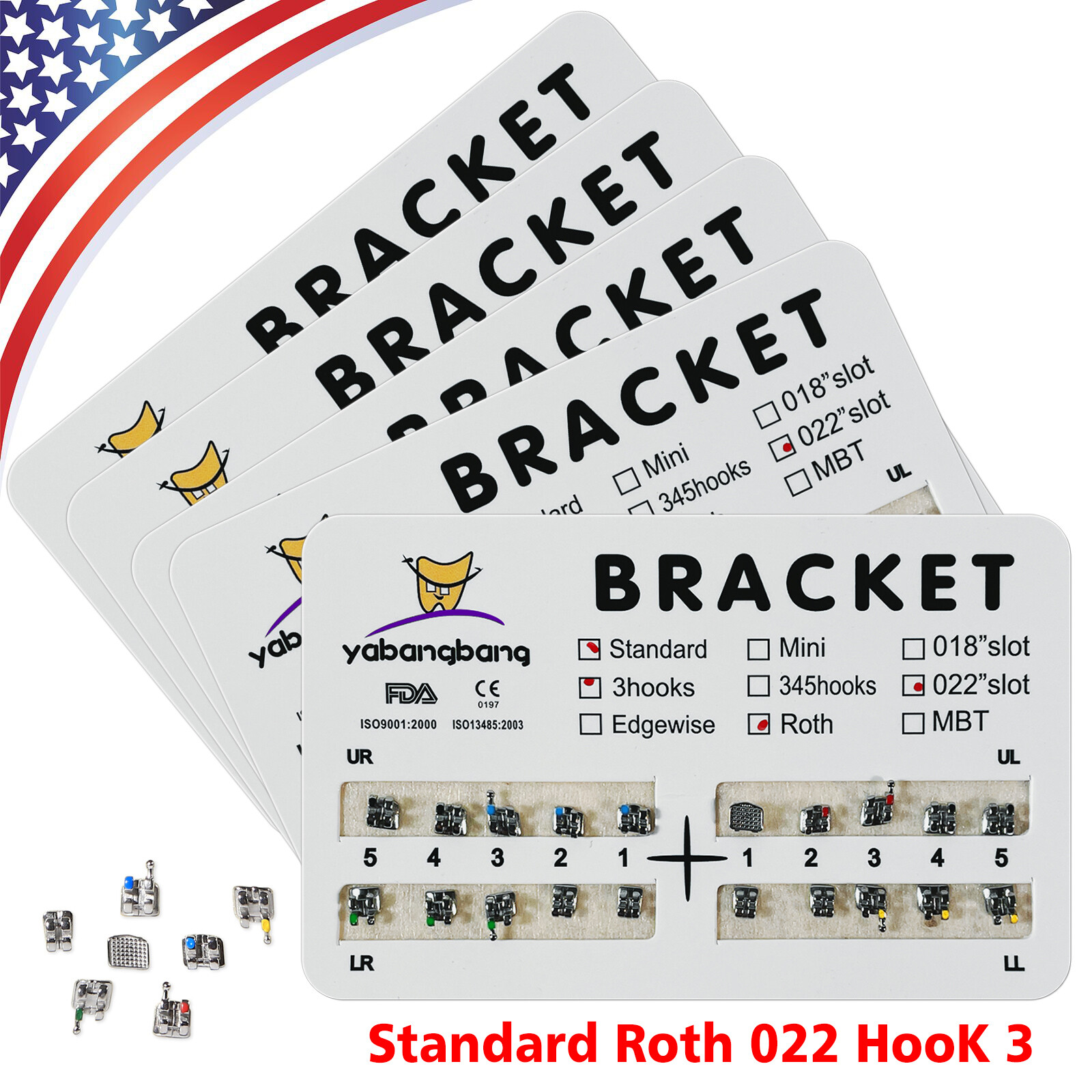 10-200 Packs Dental Orthodontic Brackets Brace Standard Roth.022 Hook 3