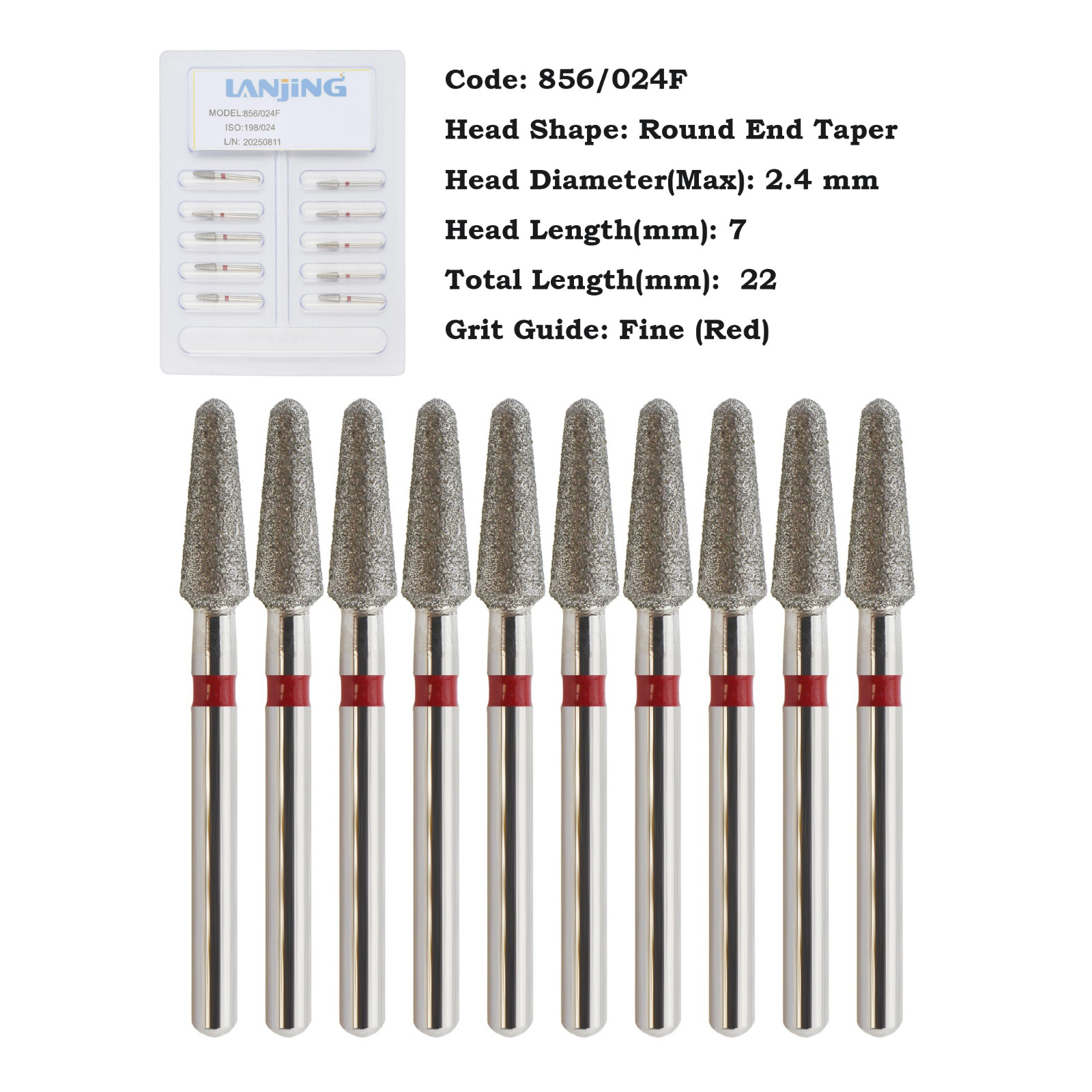 Dental Diamond Burs FG Round End Taper Bur Super Coarse Fine 856 850 High Speed