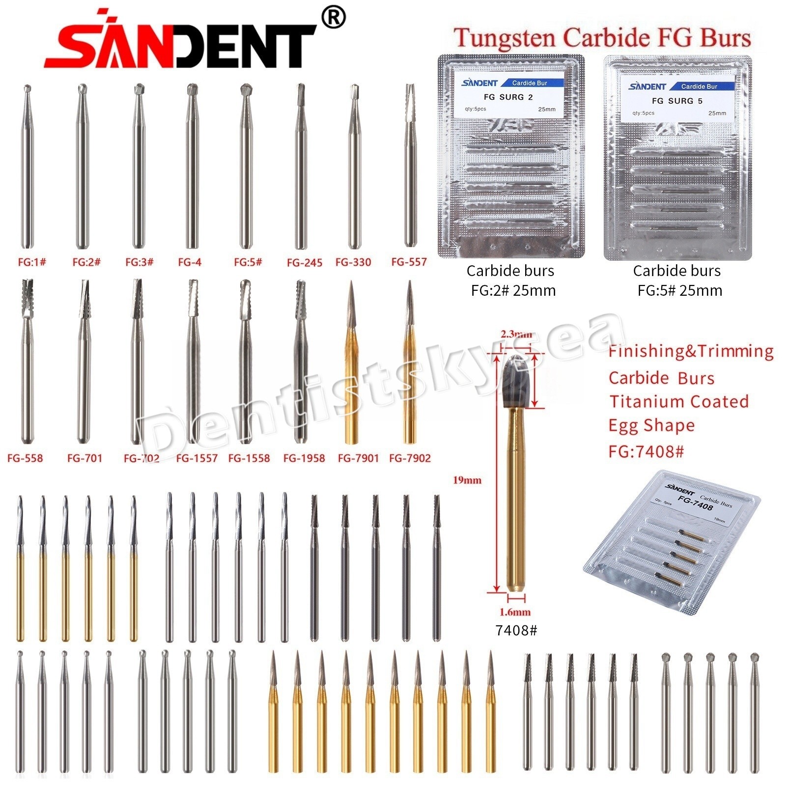 ALL Types Dental Round Tungsten Carbide FG Bur For Surgical/High Speed Handpiece