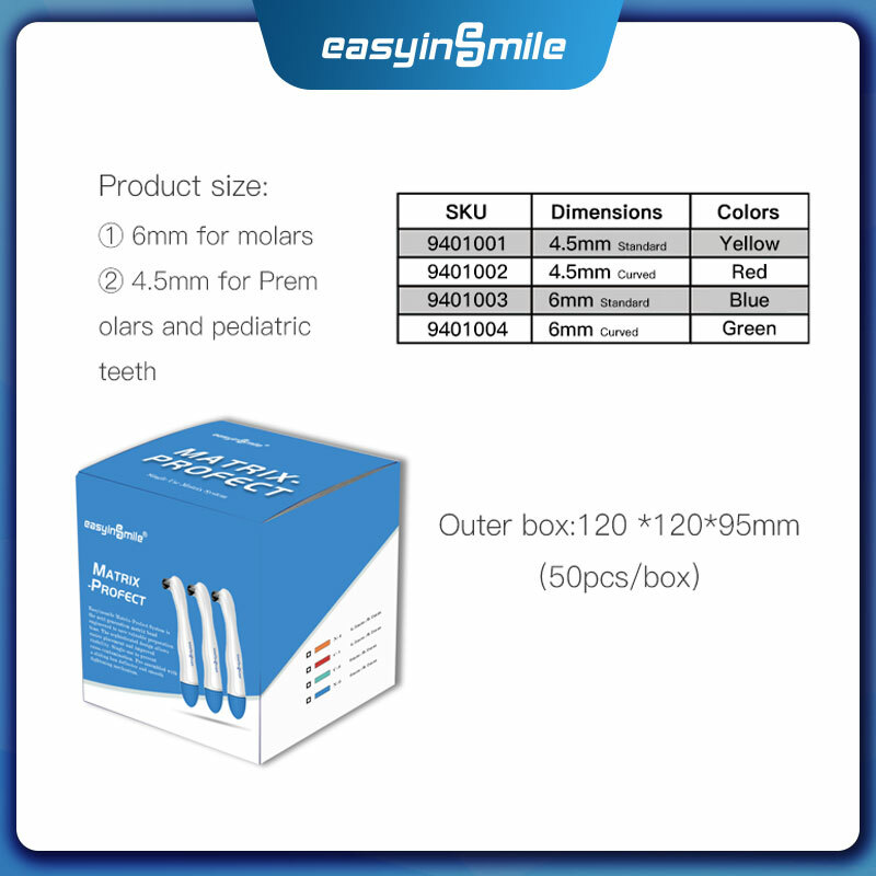 10pcs/box EASYINSMILE Dental Pro Matrix Bands Pre Formed 6MM Standard Adjustable