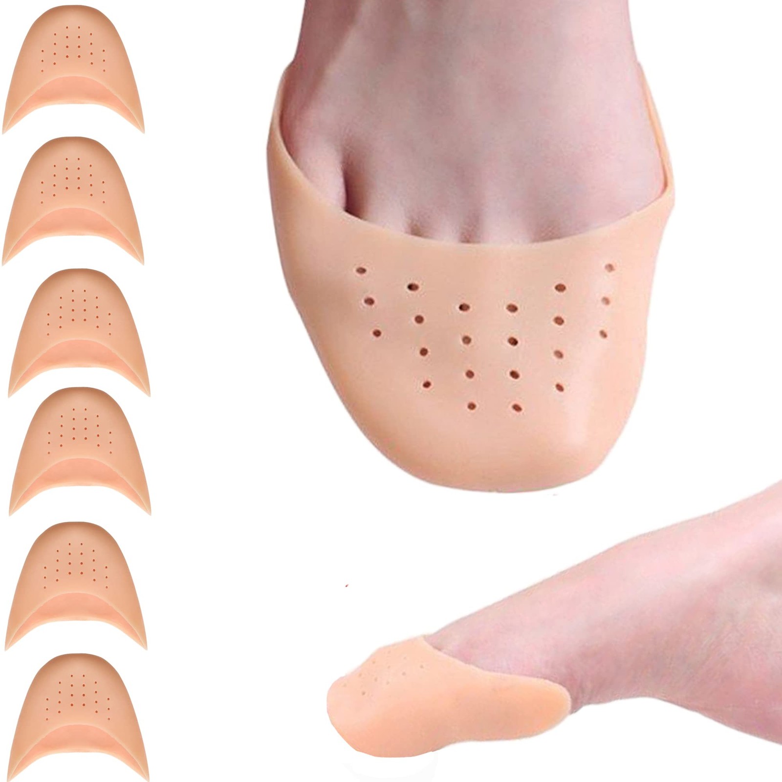 Silicone Toe Protectors for High Heel, Pads, Gel caps 4-11, Beige