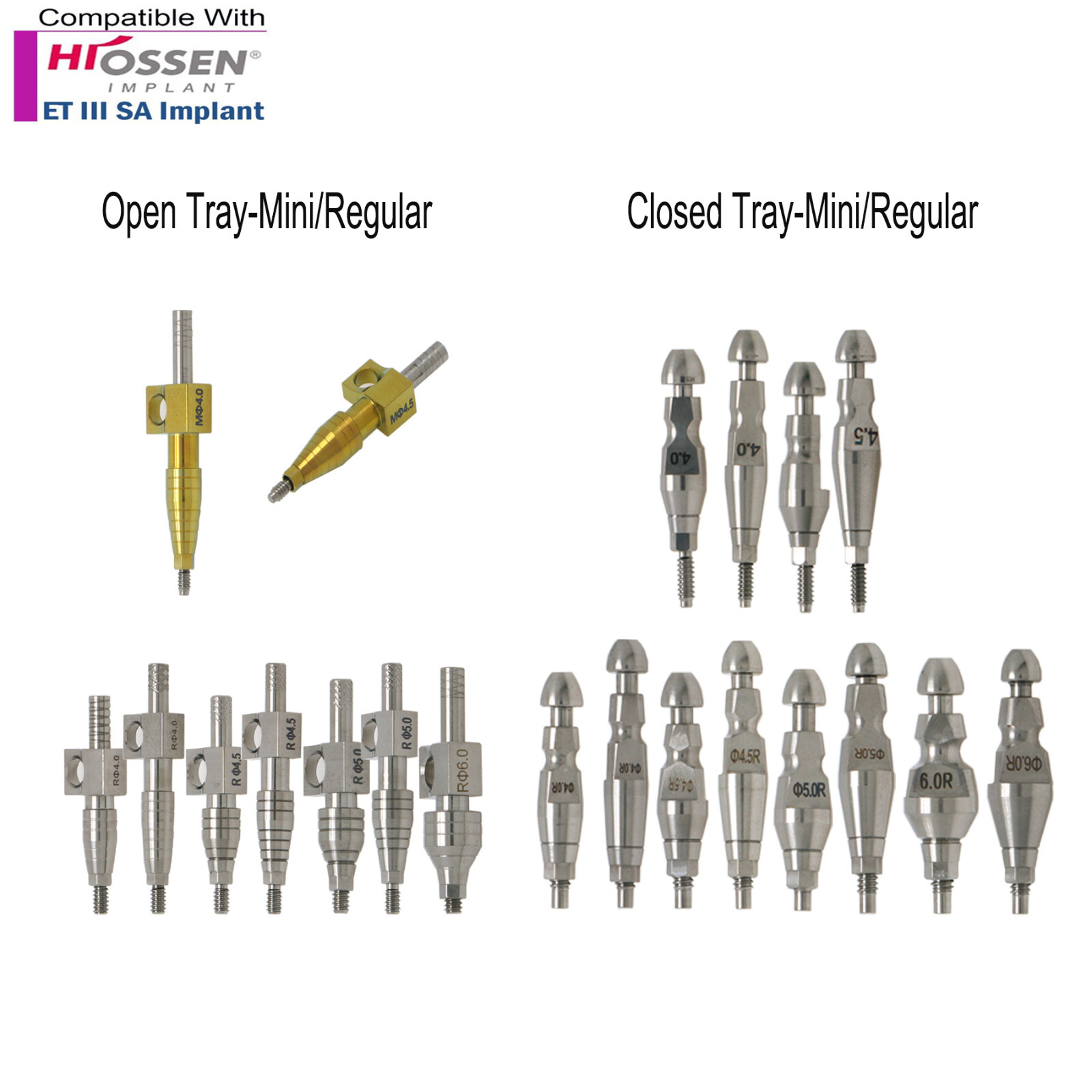 US Dental Hiossen Osstem Transfer Impression Coping Open/Closed Tray Lab Analog