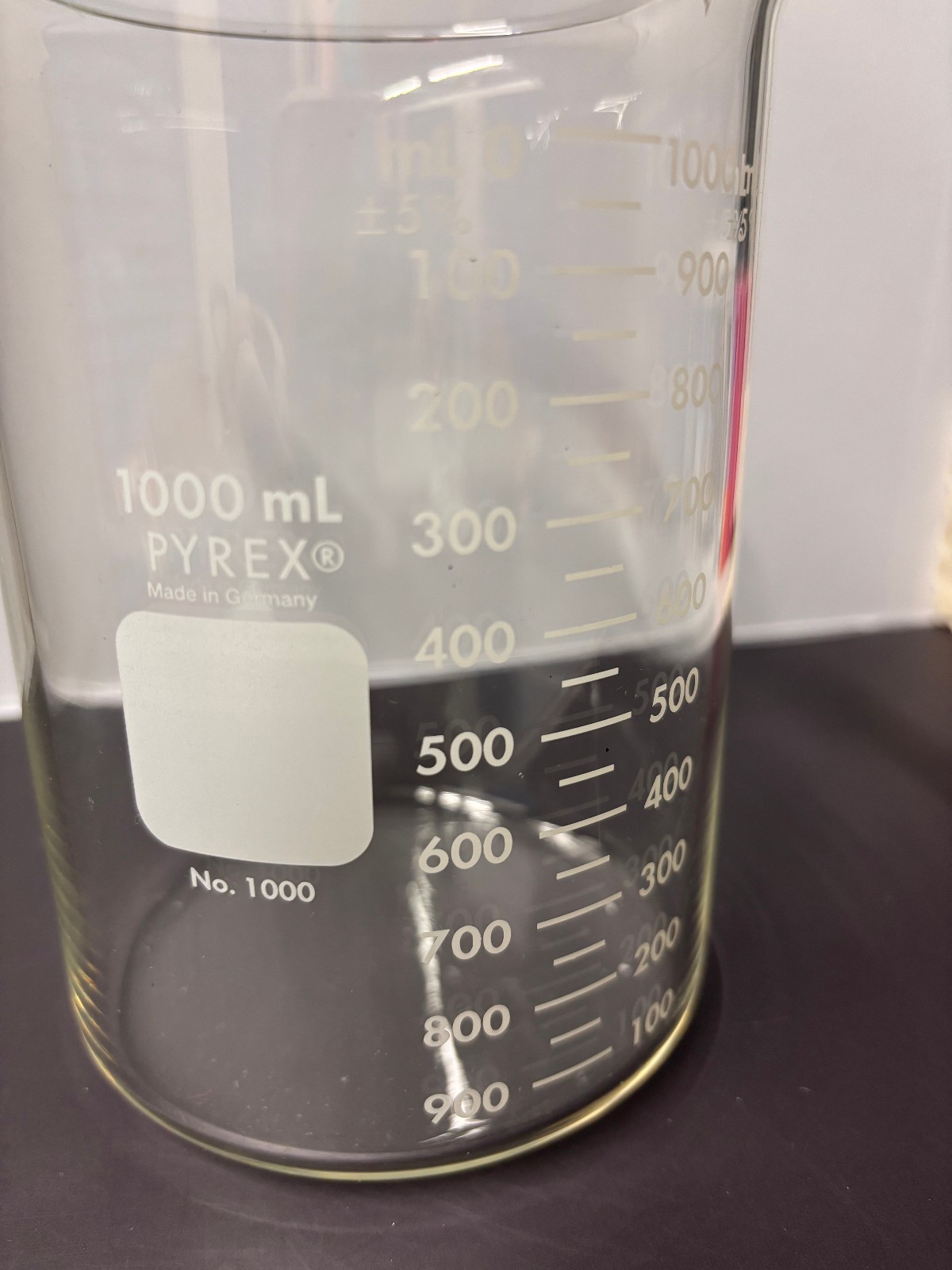 Pyrex 1000mL Glass Beaker No. 1000 Made in Germany Griffin Style Borosilicate 1L