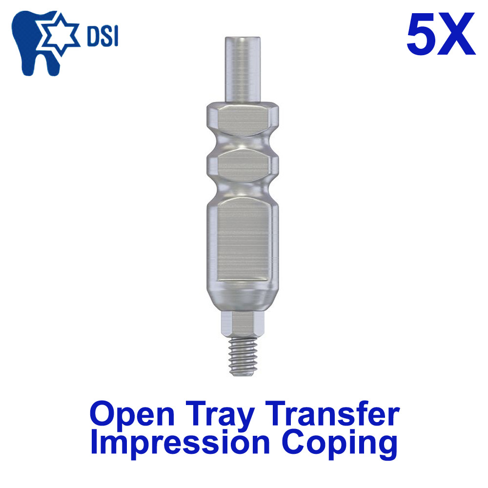 5x DSI Dental Fixture Transfer Impression Coping Prosthetic Open Tray Int Hex