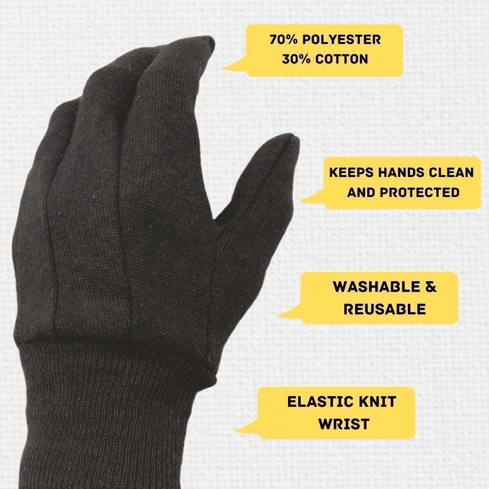 12-24 Brown Jersey Polyester Cotton Industrial Work Non-Disposable Gloves