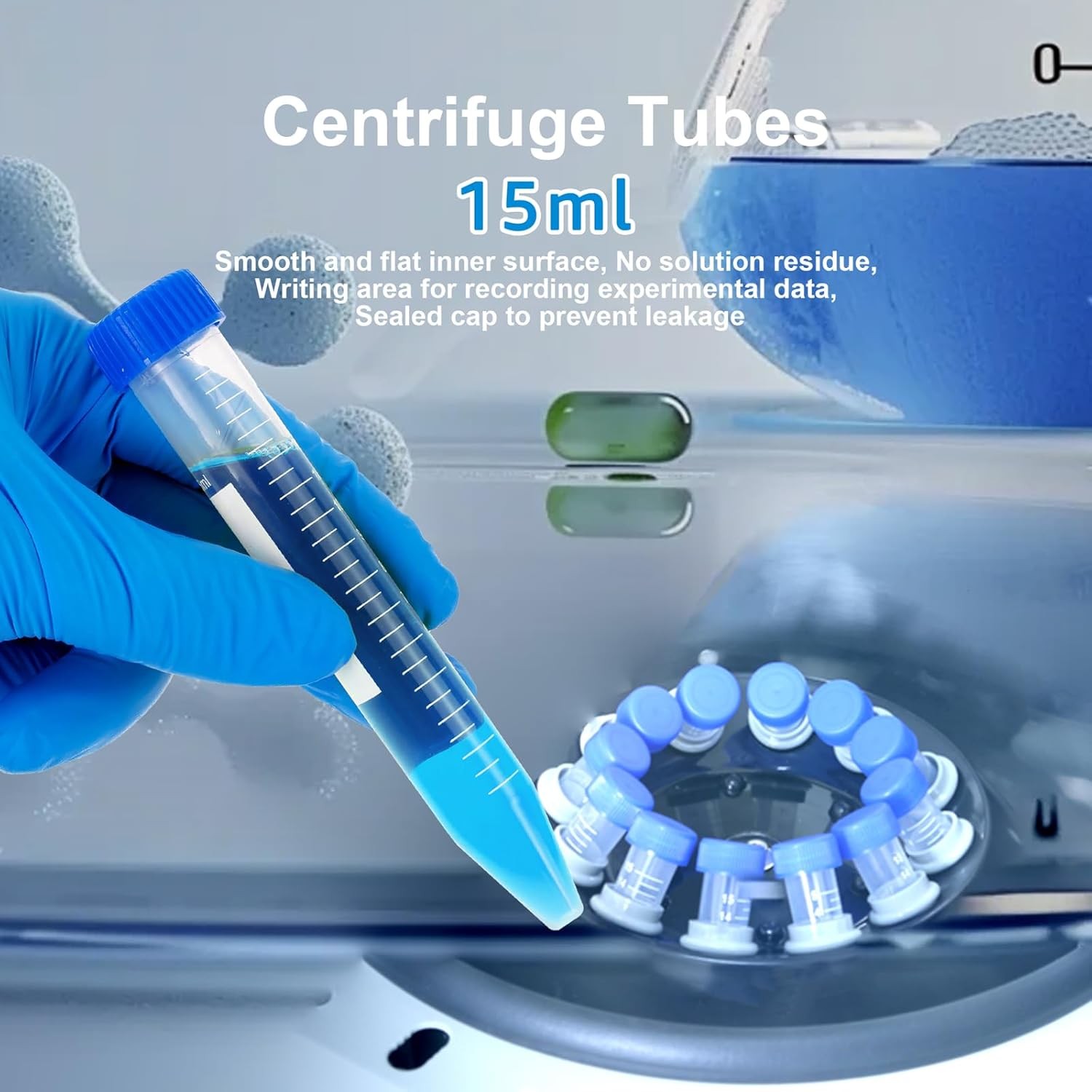 10Pcs Conical Centrifuge Tubes 15mL,Plastic Test Tubes with Screw Caps, Polyprop