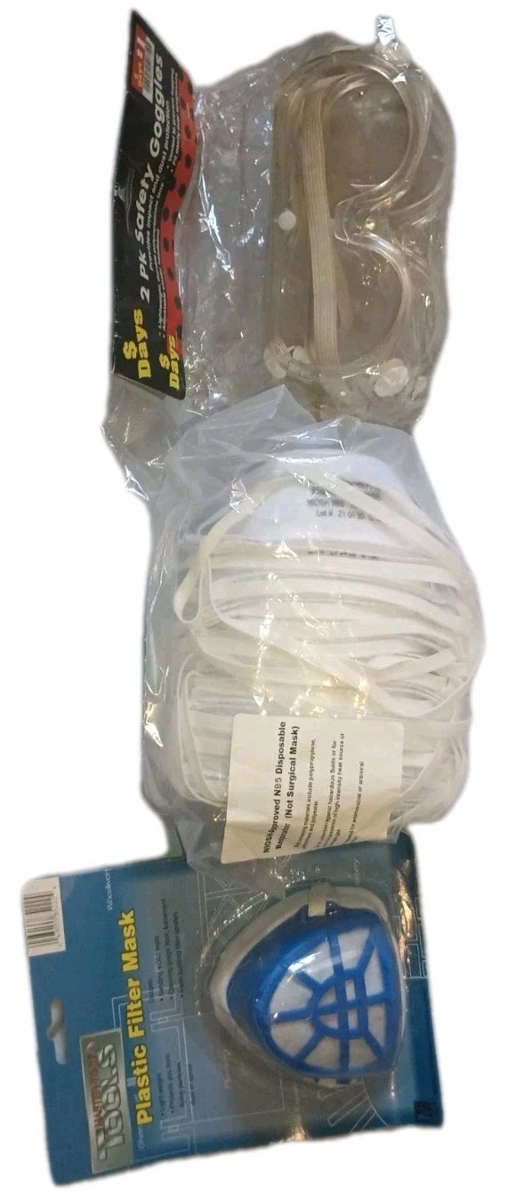 20 Masks Honeywell N95 DC300N95B & 1 Plastic Filters Face Mask NIOSH-2 Goggles