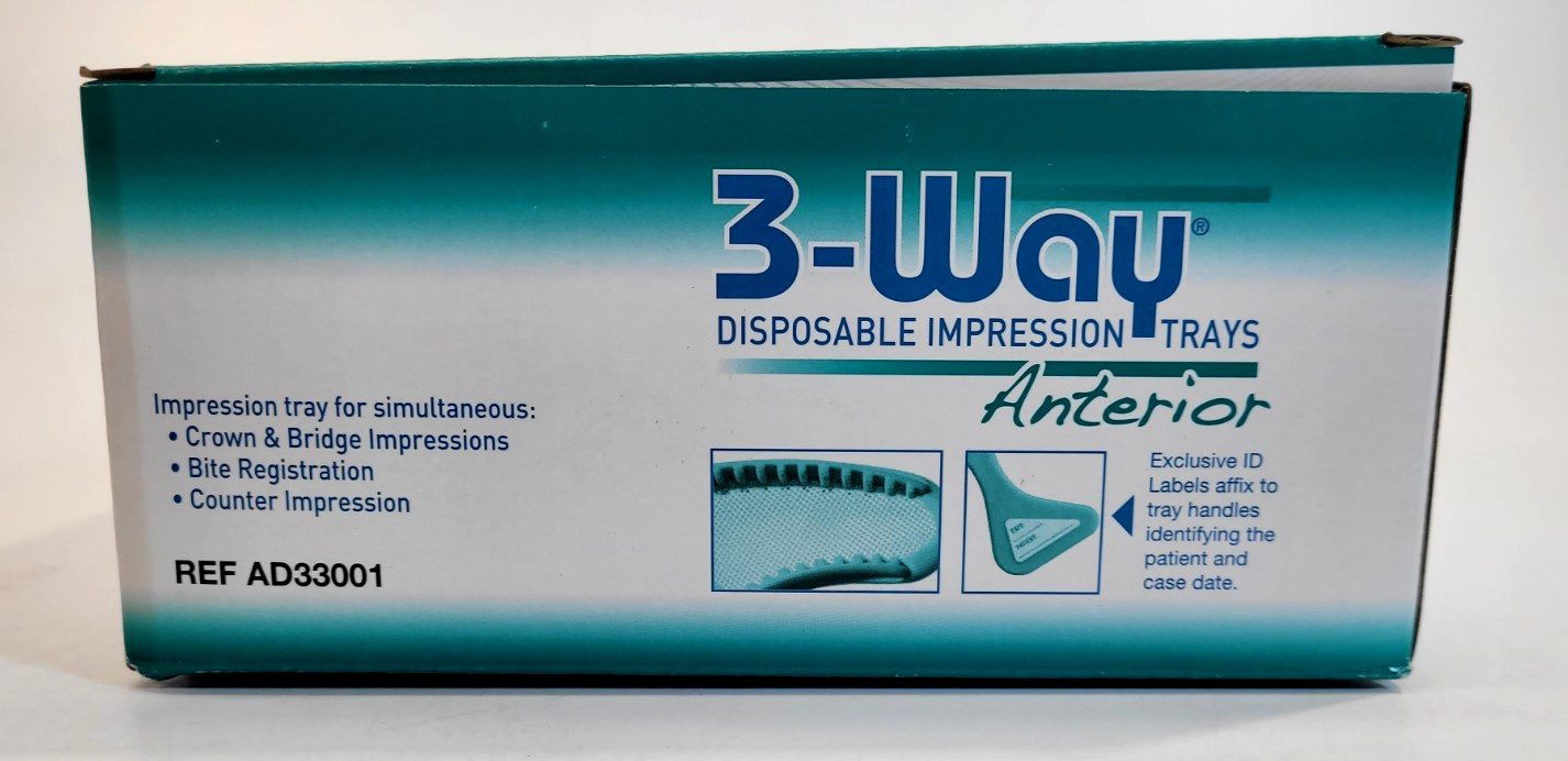 Sultan 3-Way Disposable Impression Trays Anterior REF AD33001 35/Box