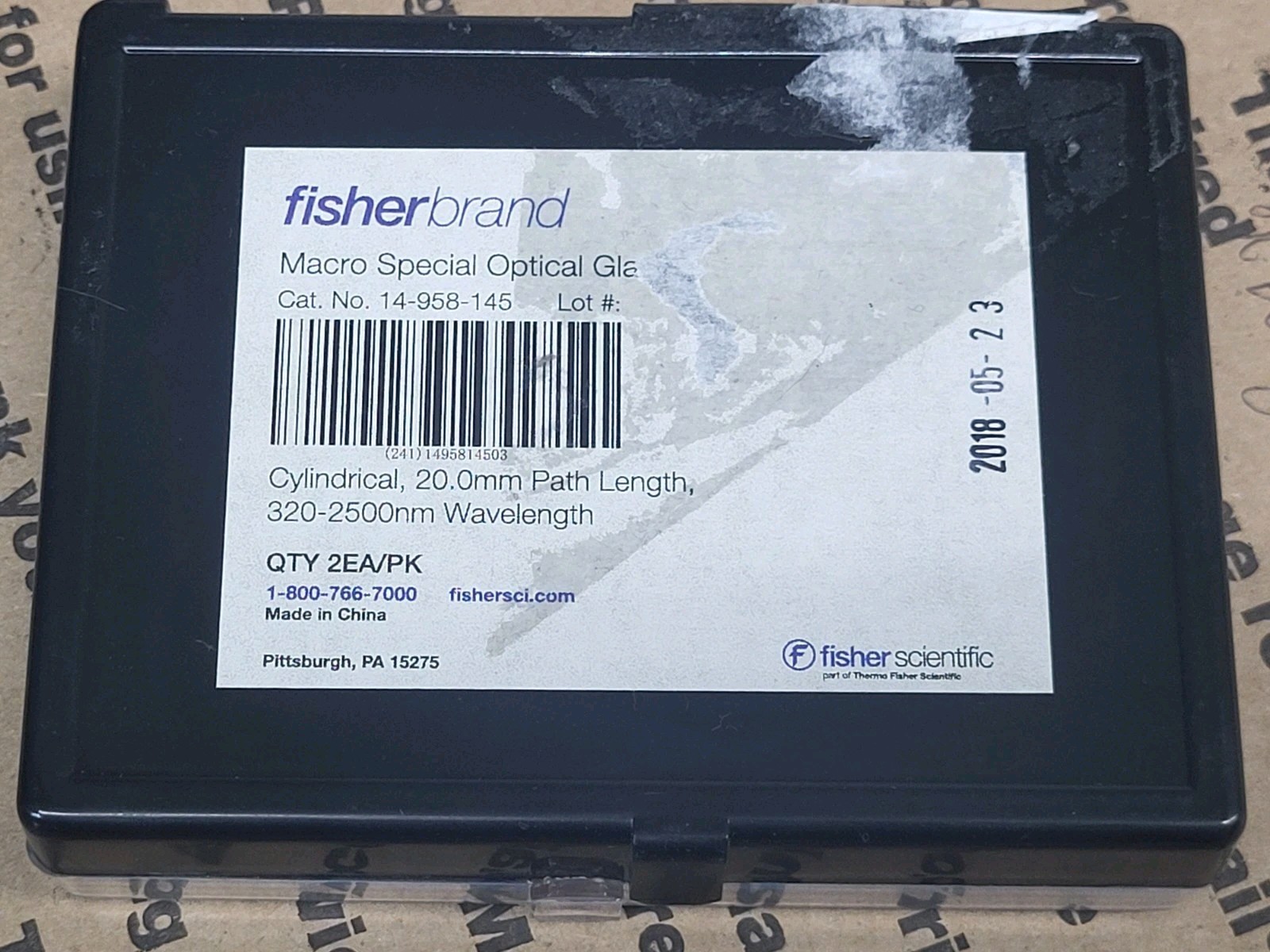 Fisherbrand 20.0mm Optical Glass Cylindrical Cuvettes 14-958-145 Spectrometer