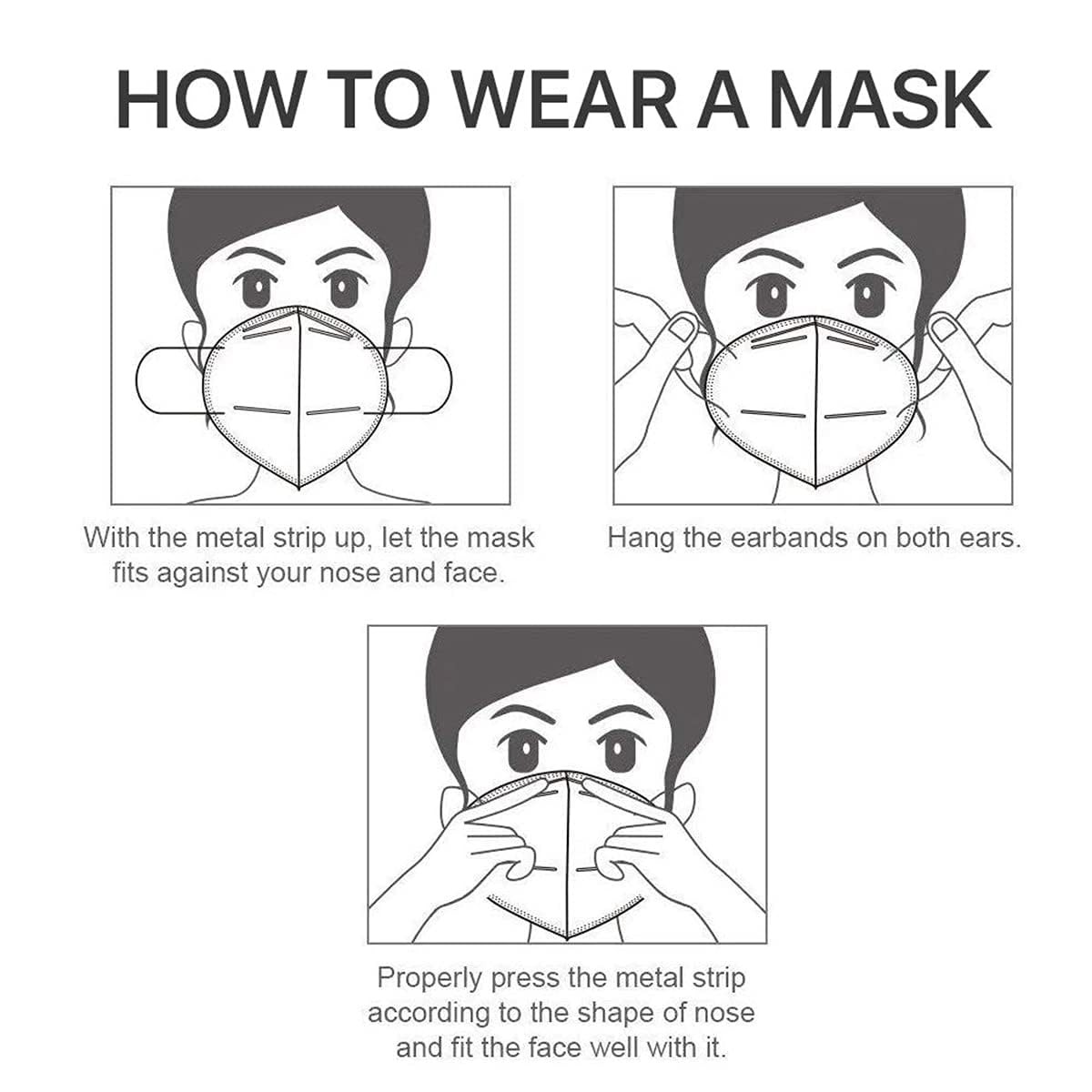 KN95 Face Masks 100 Pack,5-Ply Breathable Cup Dust Disposable Masks For Adult…