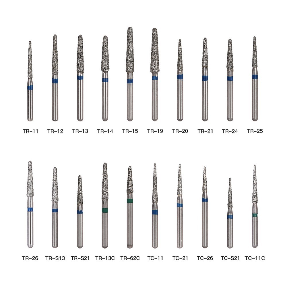 100 Types Dental FG Diamond Burs For High Speed Handpiece Friction Grip 50pcs