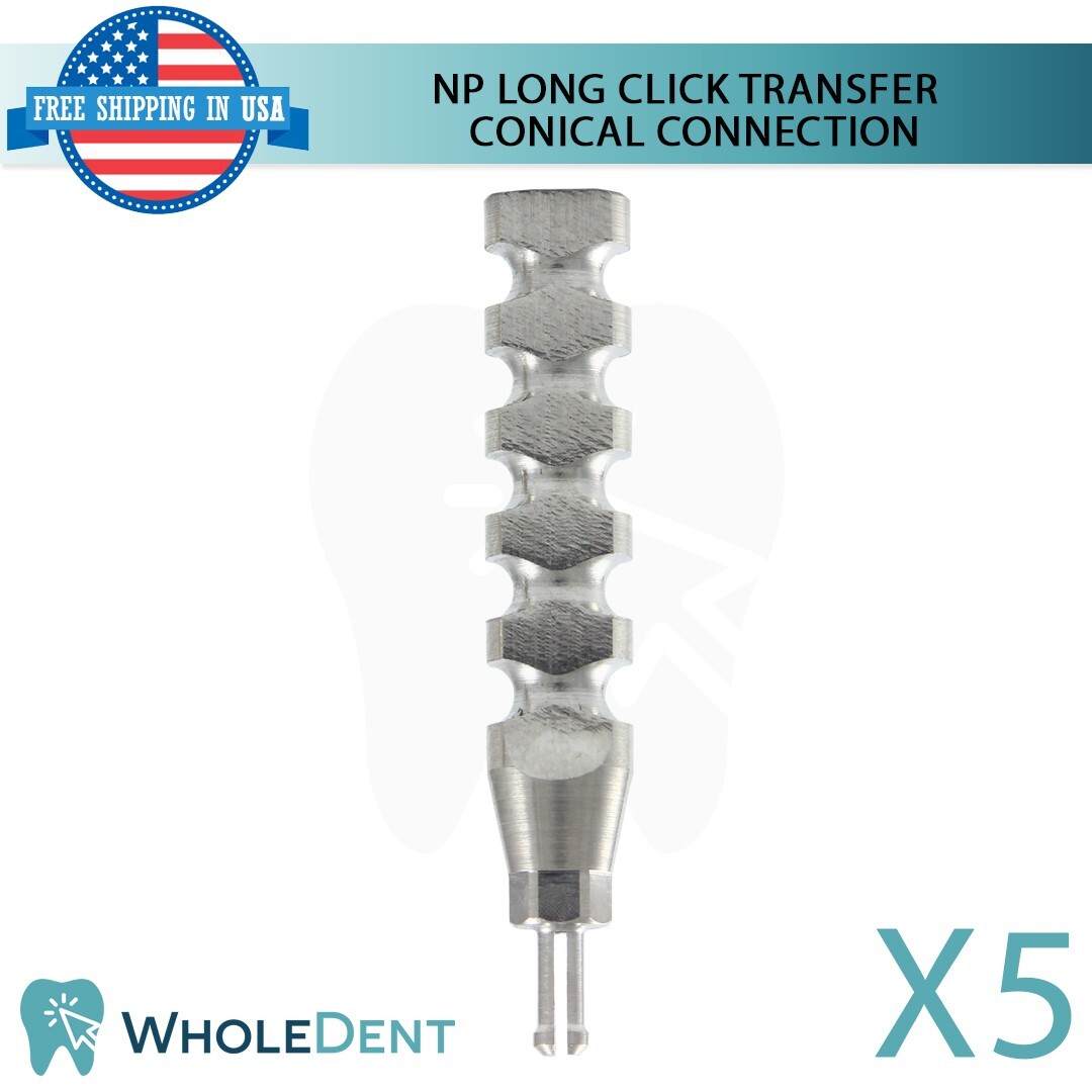 5x Dental NP Clip Transfer Impression Coping 15mm Closed Tray Conical 2.25mm