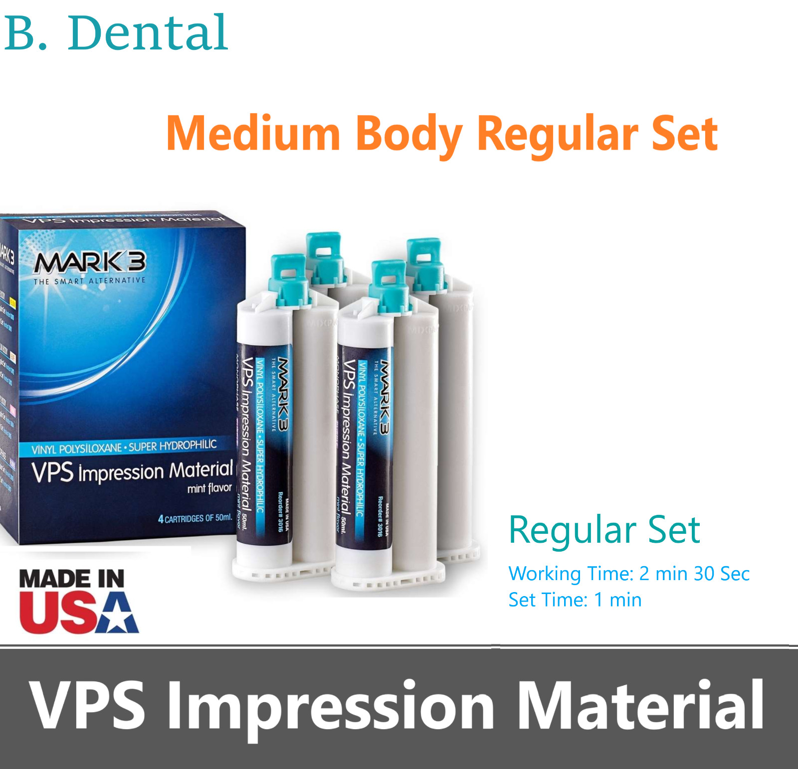 Dental LIGHT BODY FAST SET VPS PVS Impression Material Fast Set 50ML Cartridges
