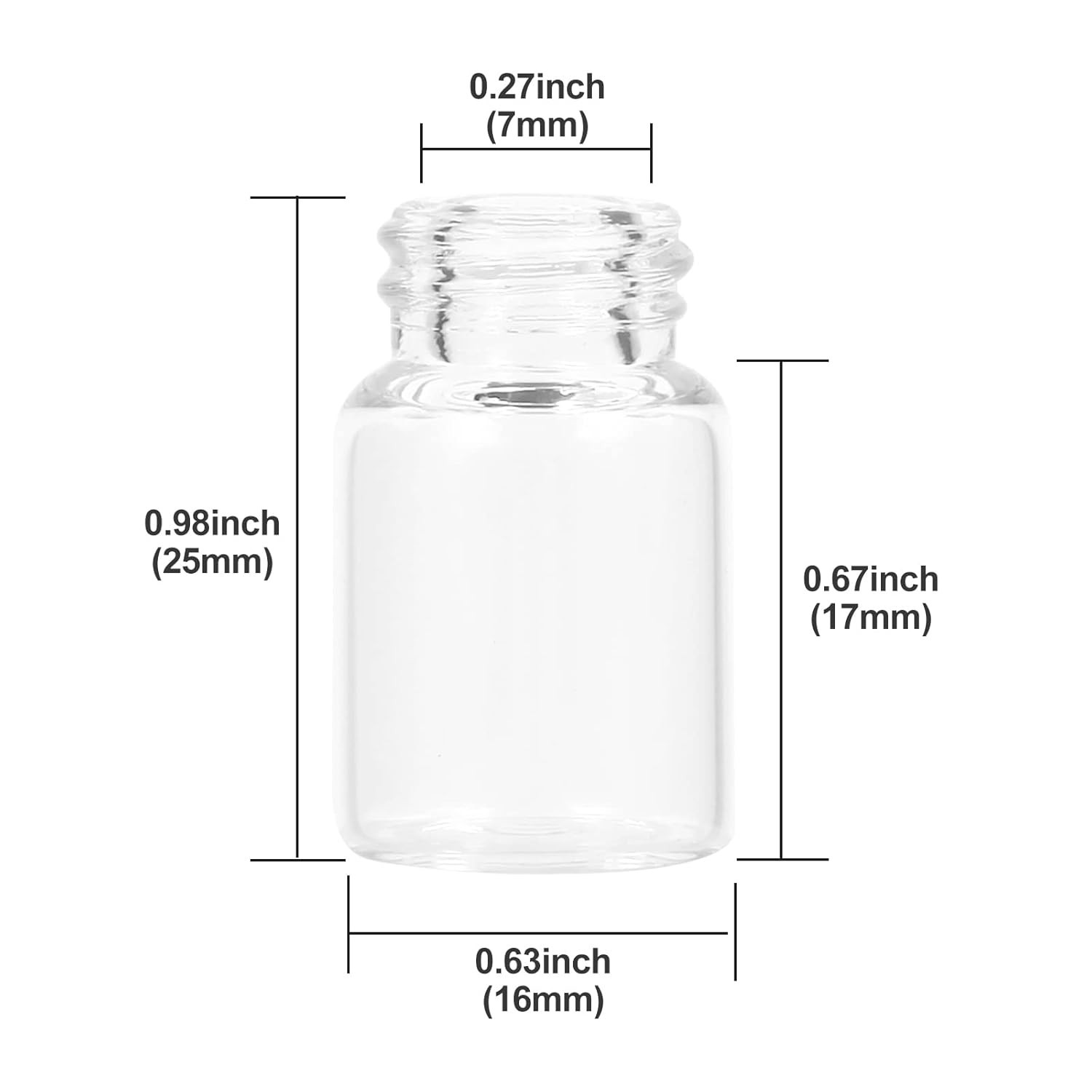 2ml Clear Glass Vials with Screw Caps and Plastic Stoppers, 1/2 Dram Small Li…
