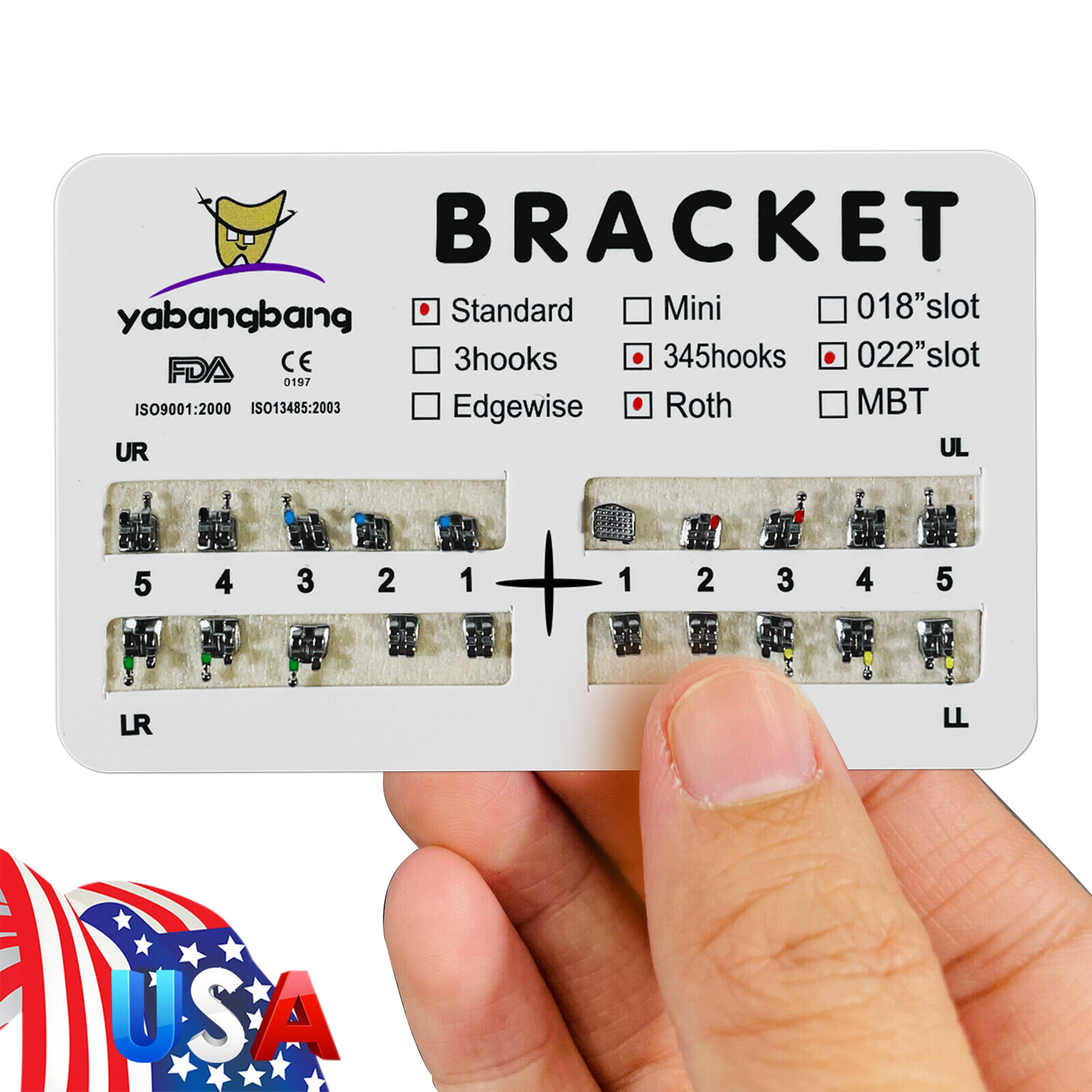 10-200 Packs Dental Orthodontic Brackets Brace Standard Roth.022 Hooks 3 4 5