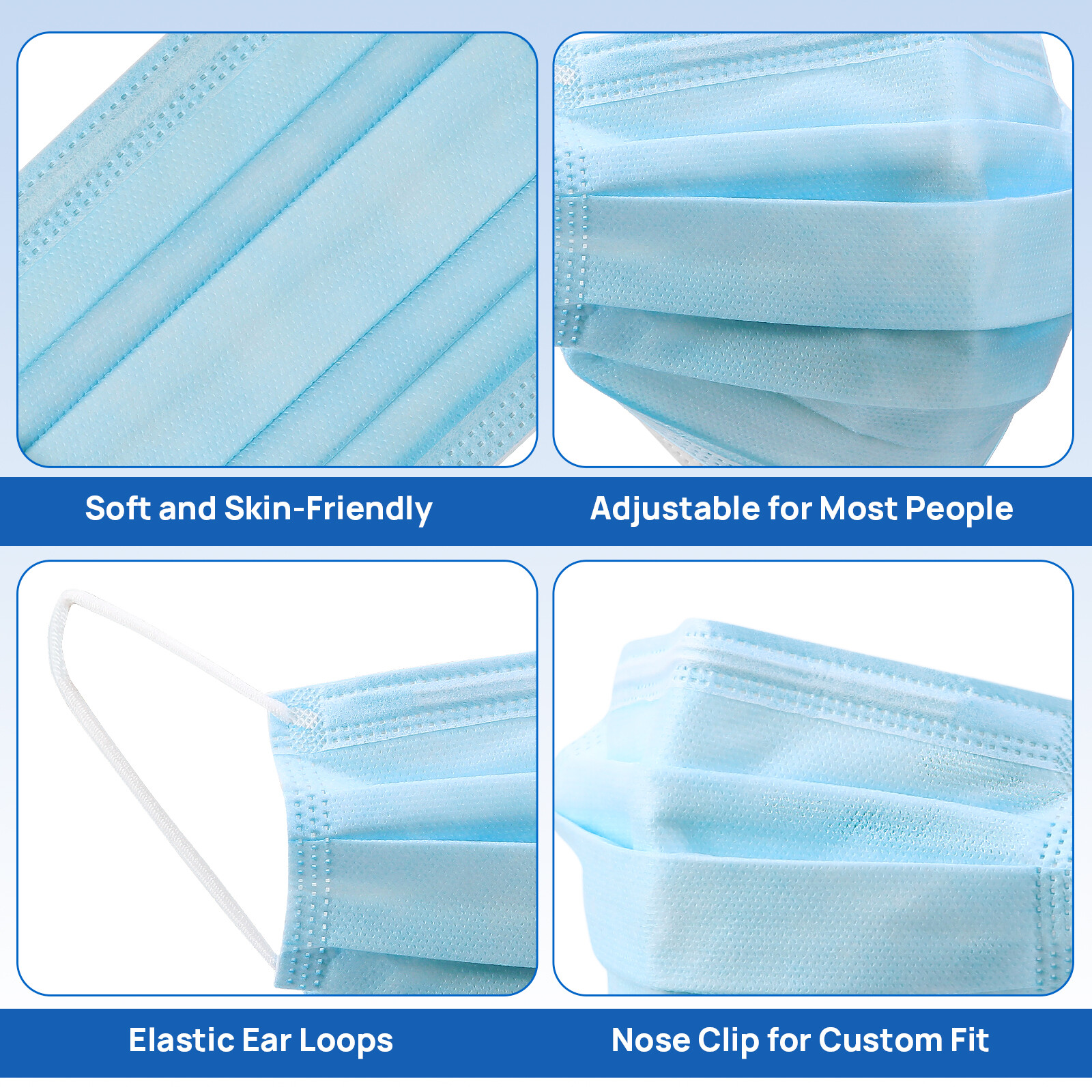 50pcs/box ASTM Level 3 Face Mask 4 Layer BFE 98% Disposable Respirator 4 Colors