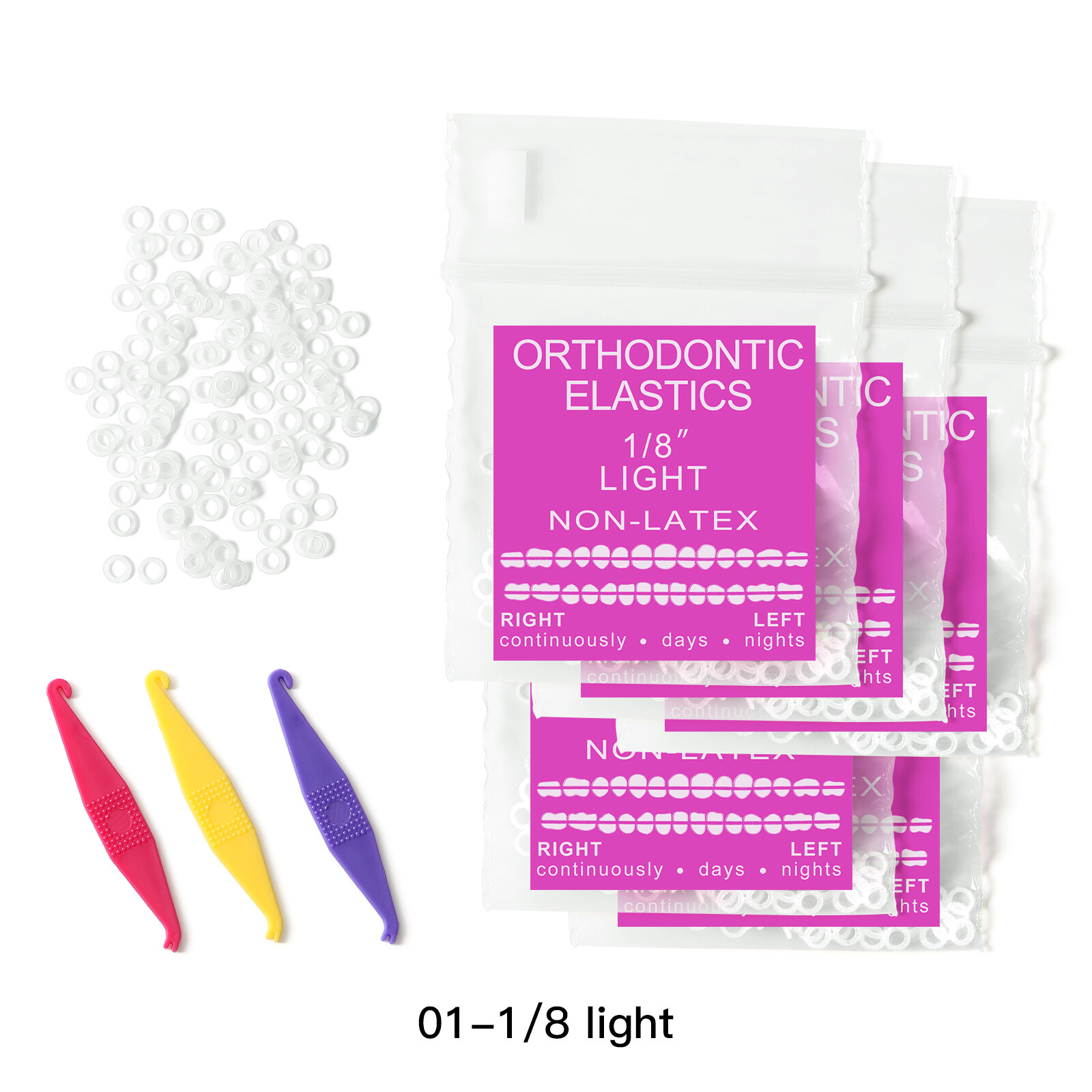 JMU Orthodontic Elastic Rubber Bands 500pcs + 3pcs Elastic Director for Brace