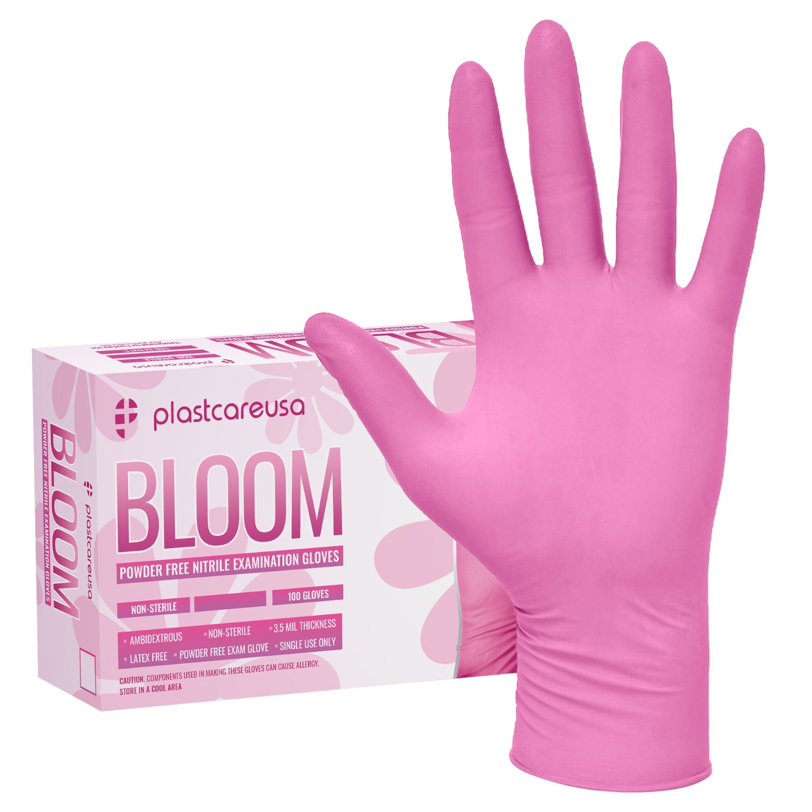 1000 Large L Nitrile Exam Disposable Pink Gloves, Latex & Powder Free, Medical