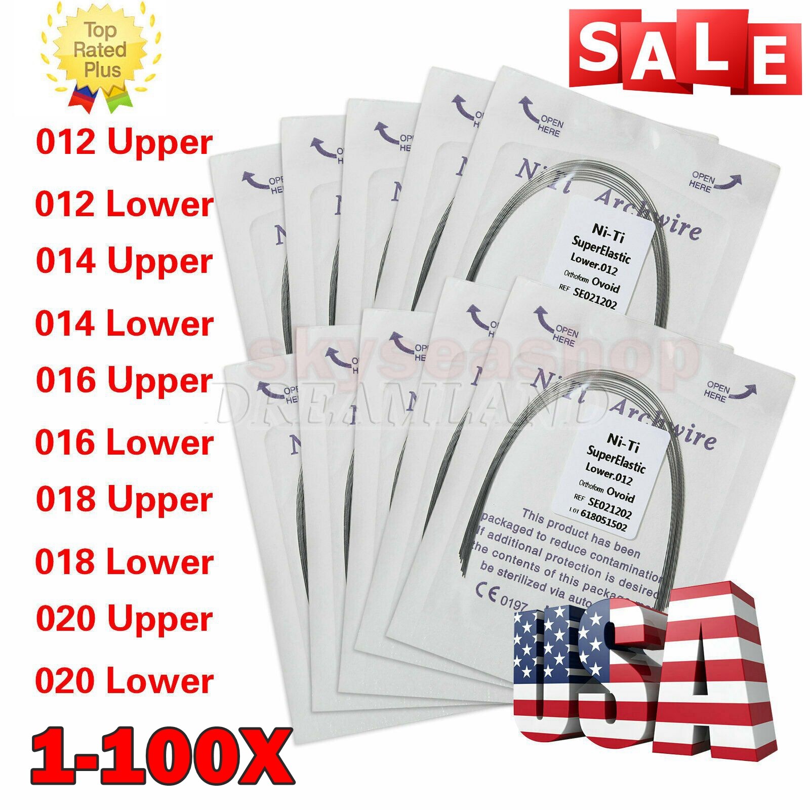 10pcs/pk Dental Orthodontic Niti Arch Wire Round Ovoid Form all size option U-pi