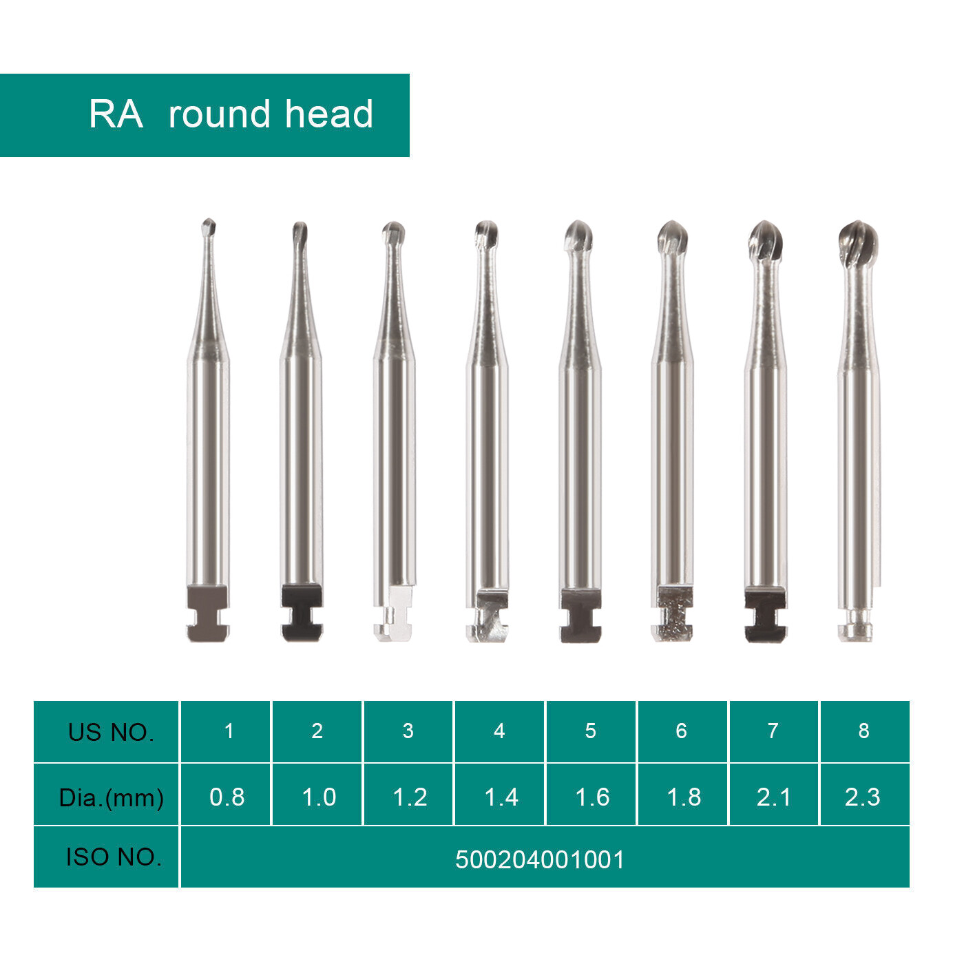 5pcs Dental Round Carbide Bur for Slow Speed Latch Type RA 1# -RA 8#