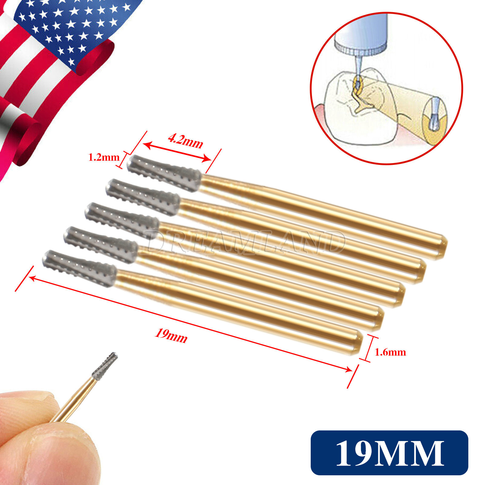 Dental Tungsten Carbide Burs Crown Cutter Transmetal FG 1958 Ø1.2mm