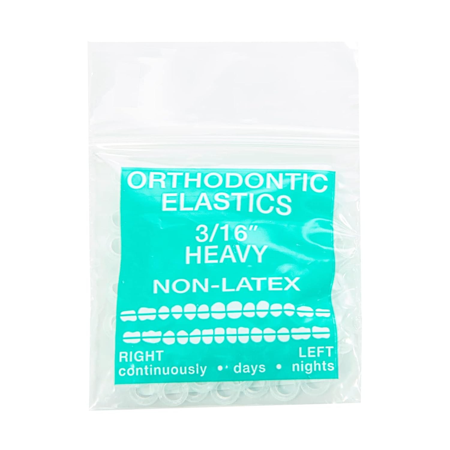 Heavy Duty 3/16 Inch Orthodontic Elastics 100 Pack Intraoral Elastic Bands Clear