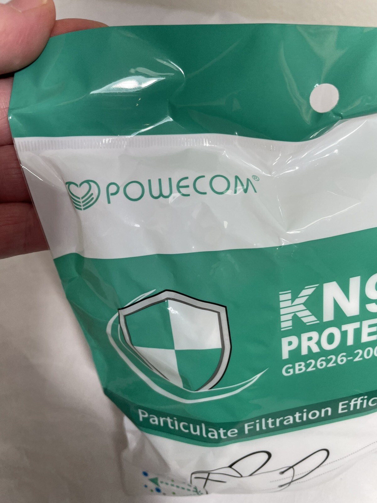 Powecom KN95 Protective Face Mask Respirator GB2626-2006 White 10 Pieces