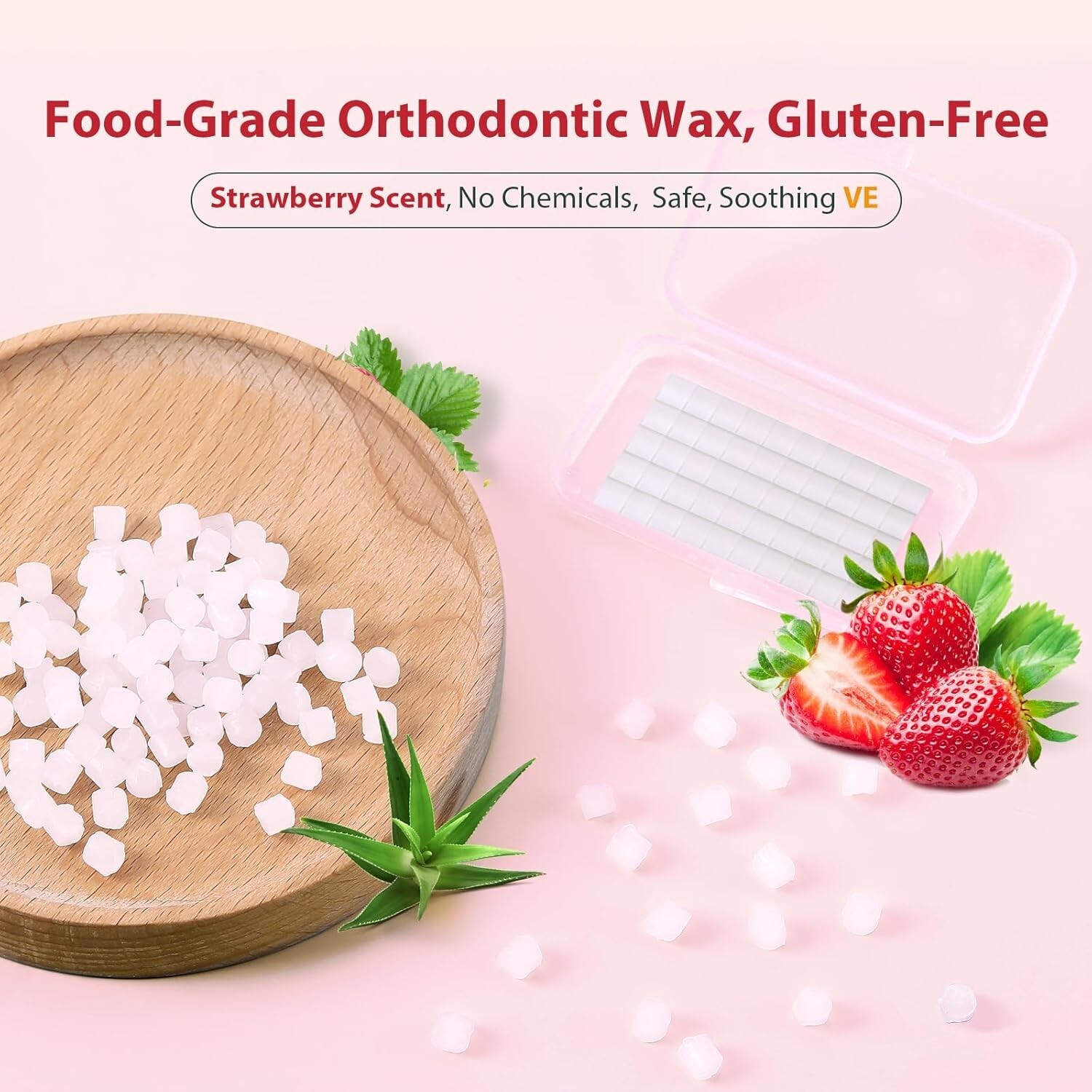 JMU Braces Wax 10 Pack, Orthodontic Wax Pre-cut 500 Wax Dots, Dental Wax Strawbe