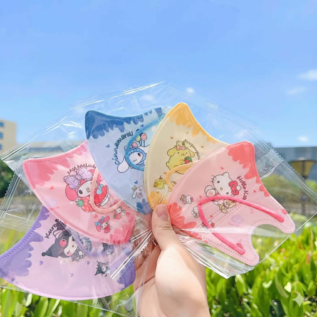 25 Hello Kitty Individual Wrapped Kids Cartoon Face Mask, Ages 5-12