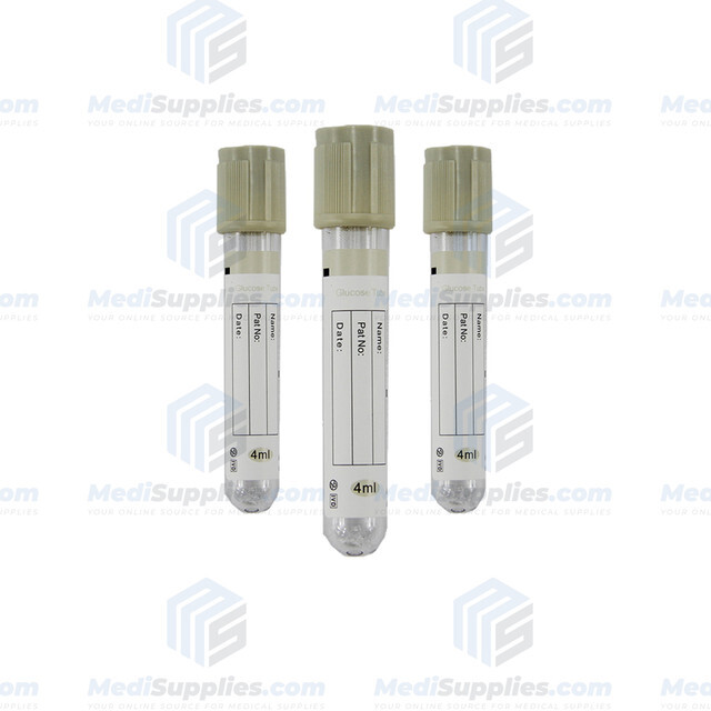 Vacuum Blood Collection Tube (Glucose Tube), 13 x 75mm, 4ml, Gray Top, Exp 02/24