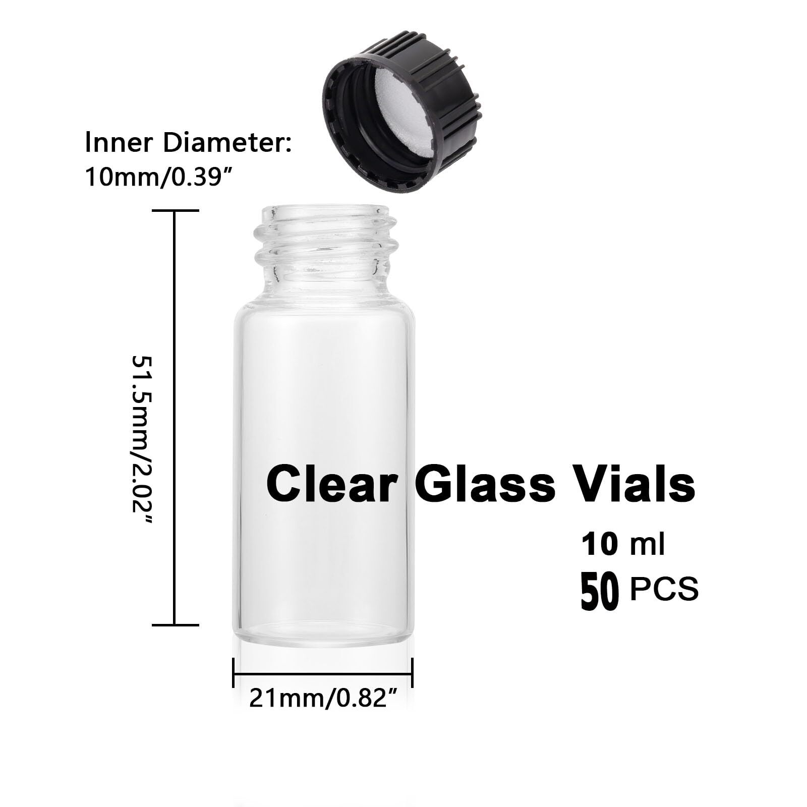 Clear Glass Vials with Screwcap Empty Vials Bottles Liquid Sampling Sample Gl…