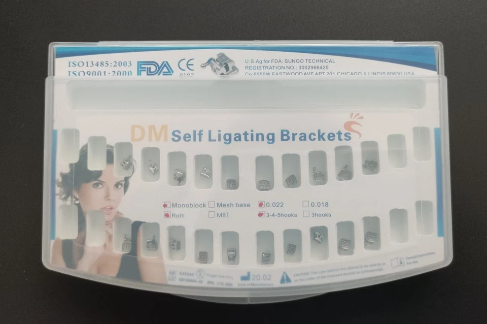 20Pcs Dental Self-ligating Orthodontic Brackets Metal Braces Roth 022 345 hooks