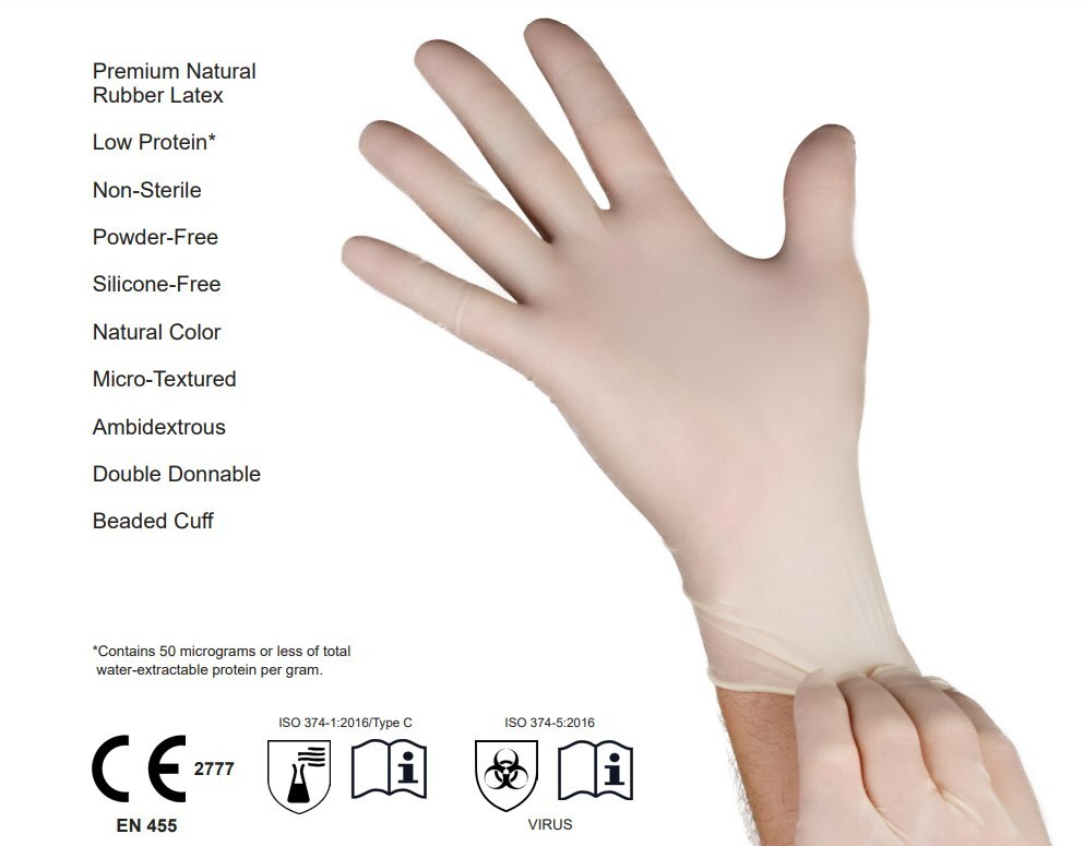 1000 Count Case – HandPRO 400 Latex Exam Gloves 6 Mil Heavy Duty Size Small