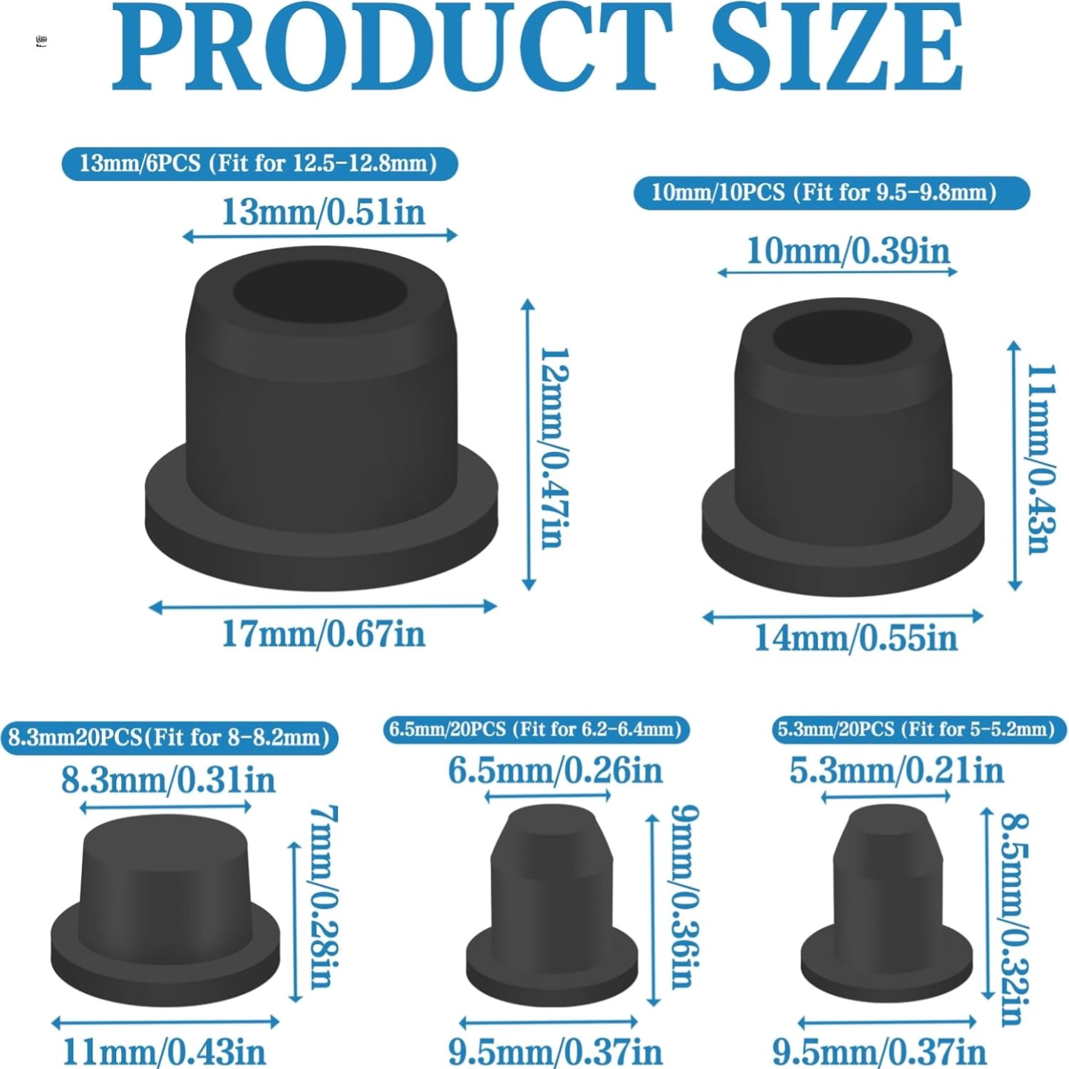 Assorted 76 Pcs High-Elastic Rubber Stoppers – Perfect for Home & Automotive