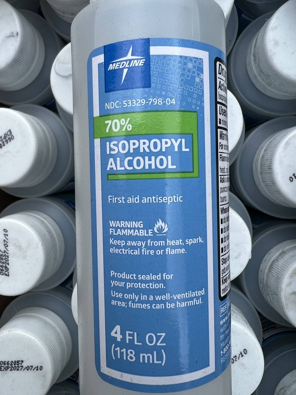 Medline 70% Isopropyl Alcohol First Aid Antiseptic 4FL oz Each EXP 2027 LOT
