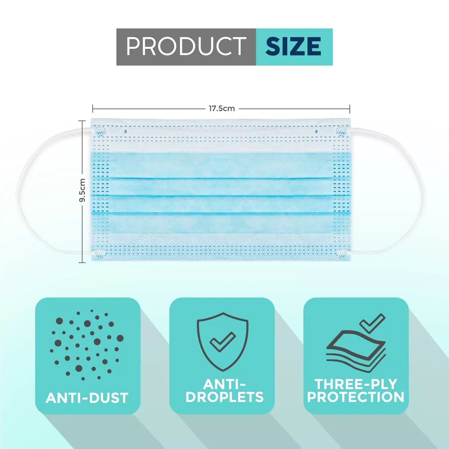 50 PCS 3- Ply Disposable Face Mask Protective Ear Loop Non Medical Mouth Cover