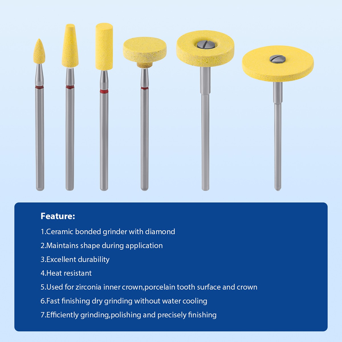 AZDENT Dental Lab Ceramic Diamond Burs HP/RA Polish Grinder Zirconia Porcelain