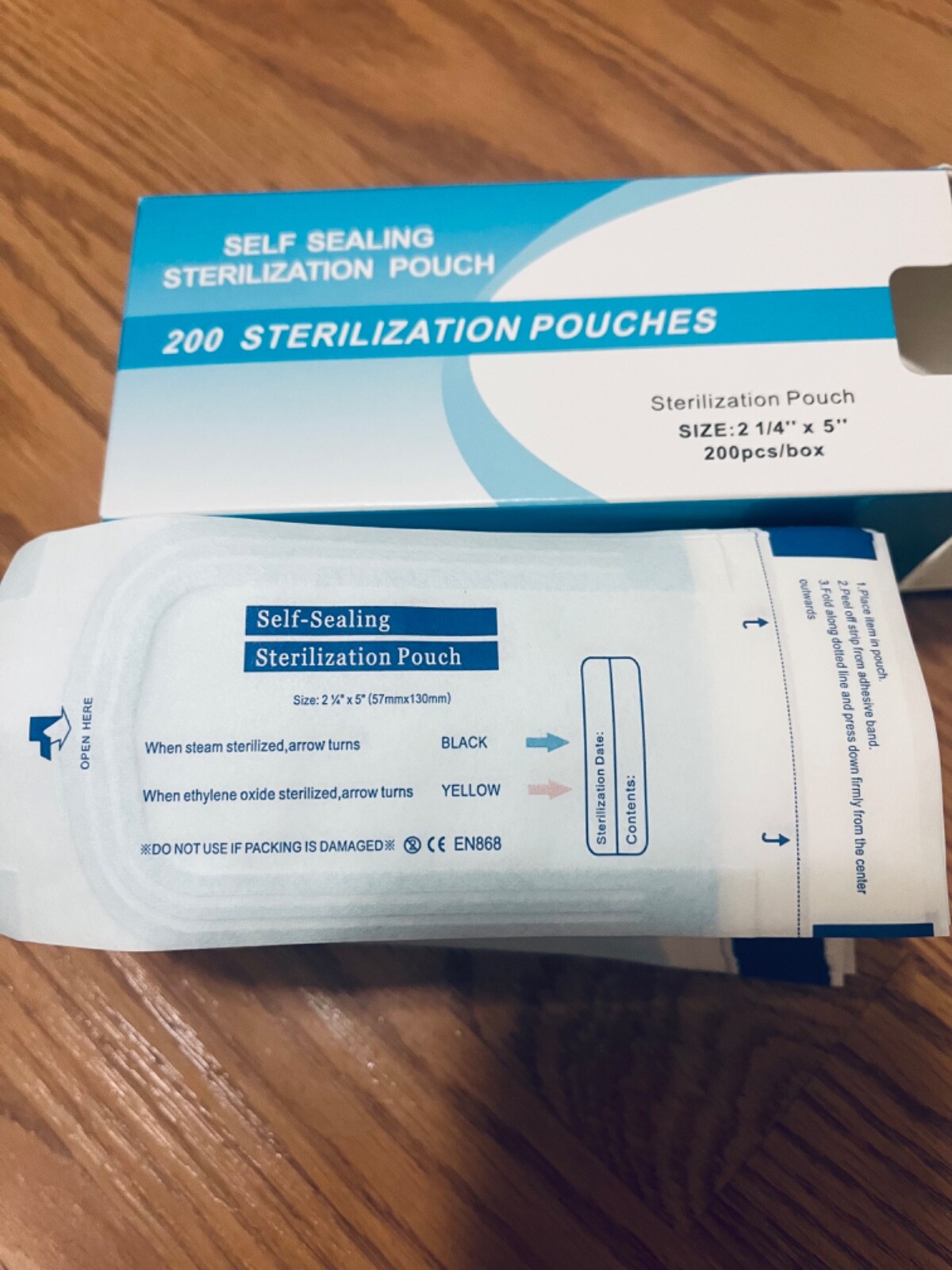 2000 Self-Sealing Sterilization Pouch Bag, 2.25″ x 5”. Paper/Blue Film