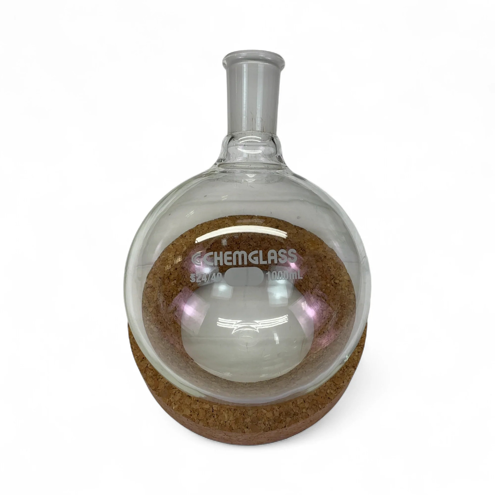 Lot of 2x Chemglass 1000mL Single Neck Round Bottom Flasks 24/40 CG-1506-23