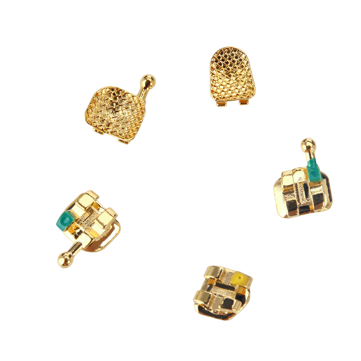 AZDENT Dental Orthodontic Brackets Braces 24K Gold Plated Roth/MBT.022 345 Hooks