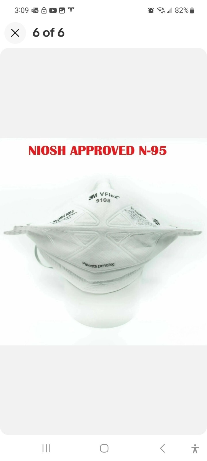 3M 9105S VFlex N95 Particulate Respirator, Size Small, 50/Box. 1 case 400 mask