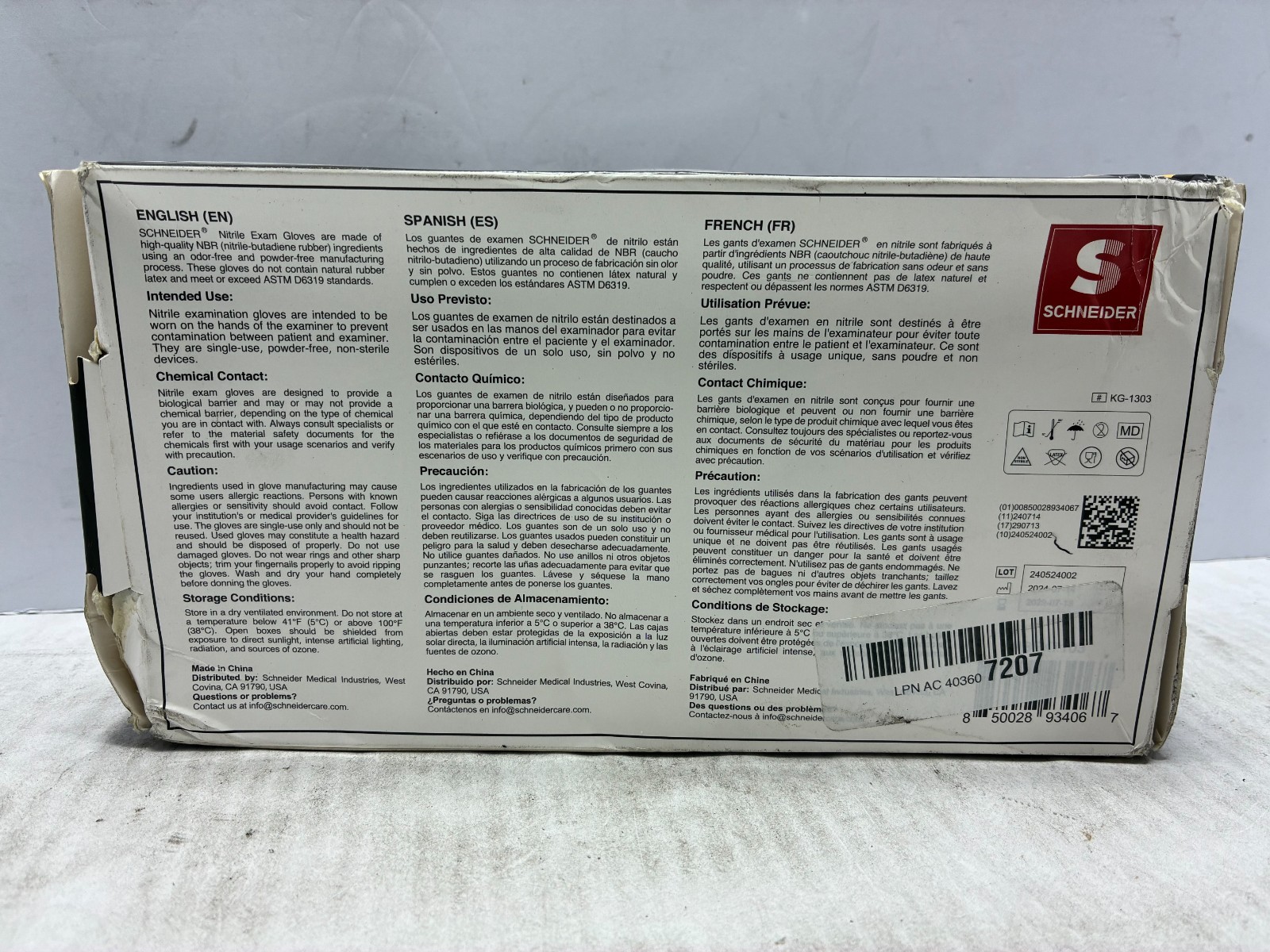 Schneider Disposable Nitrile Exam Gloves Large Black NBFK7103 100 Count