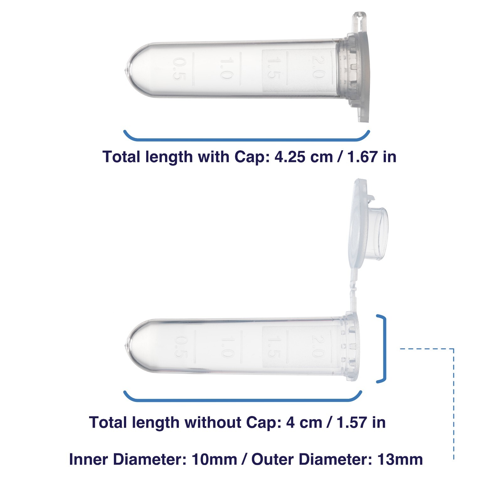2mL Polypropylene Micro Centrifuge Tubes, Flip-Cap Tube with Frosted Area